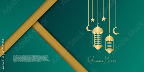 Ramadan Arabic calligraphy design isolated on green splendid background