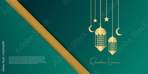 Ramadan Arabic calligraphy design isolated on green splendid background