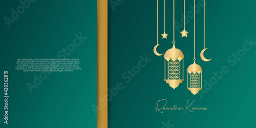 Ramadan Arabic calligraphy design isolated on green splendid background