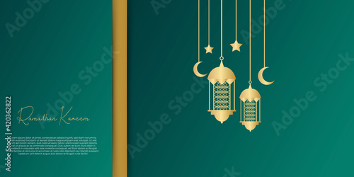 Ramadan Arabic calligraphy design isolated on green splendid background