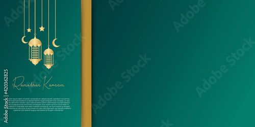 Ramadan Arabic calligraphy design isolated on green splendid background