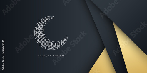 gold black ramadan kareem islamic greeting card background vector illustration