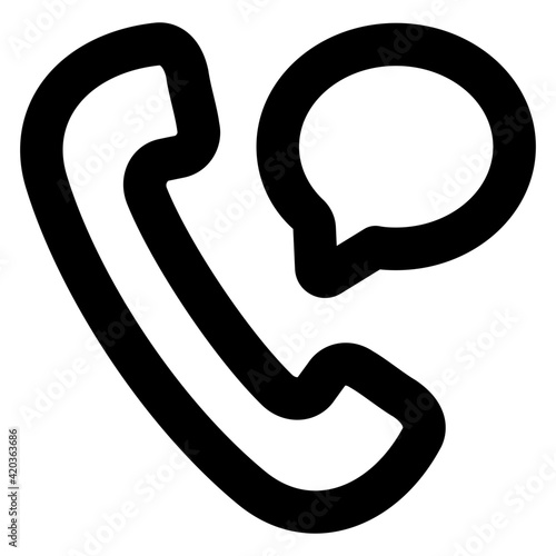 
Phone receiver with chat bubble, telecommunication icon


