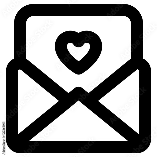 
Heart on page with envelope denoting love letter icon

