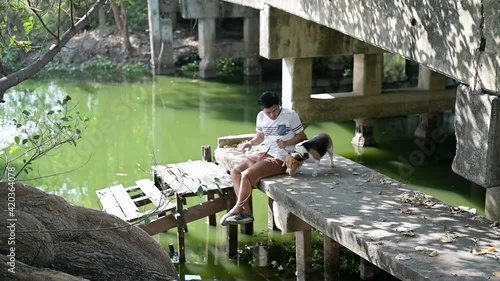 Enjoying a beautiful day with a dog