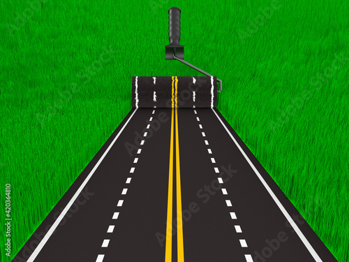painted road with roller br...