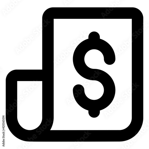 
Dollar on page denoting concept of bill icon

