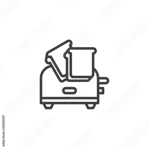 Toaster and toasts line icon