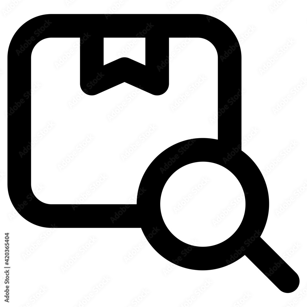 Package with magnifying glass, search parcel icon
Package with magnifying glass, search parcel icon