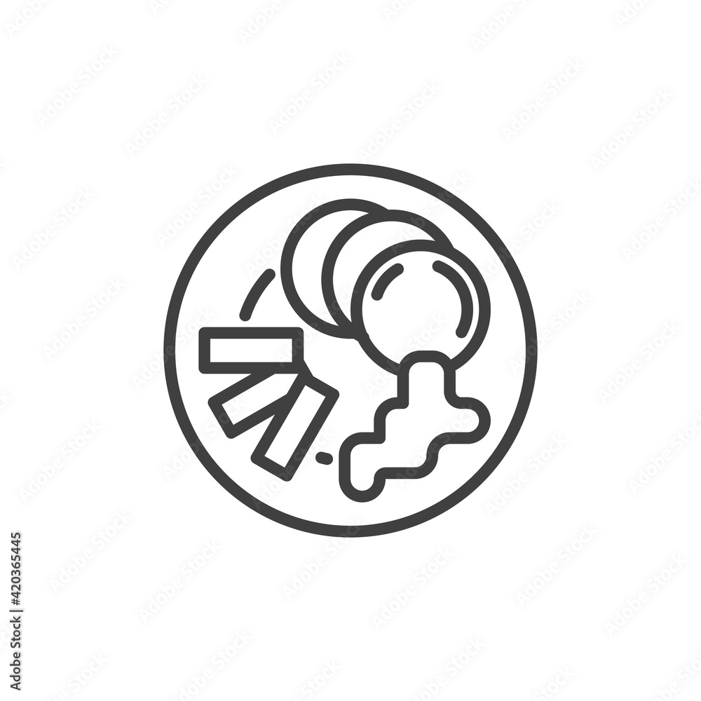 Breakfast with pancakes and crepes line icon Breakfast with pancakes and crepes line icon