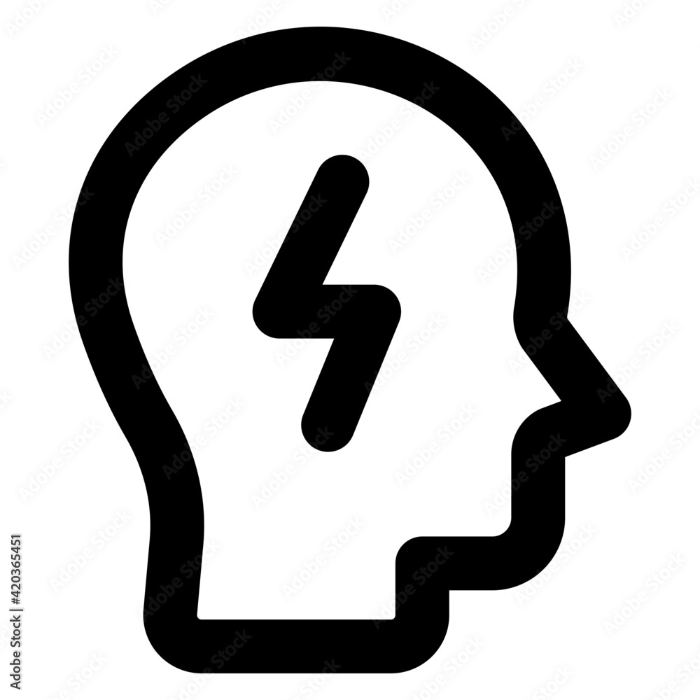 Bolt inside mind, filled design of brain power icon
Bolt inside mind, filled design of brain power icon