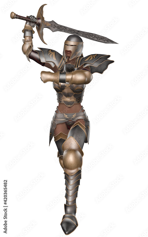 3d illustration of an woman with a fantasy armor