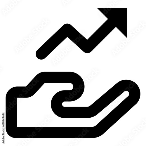 
Growth chart on hand denoting concept of analytical care icon

