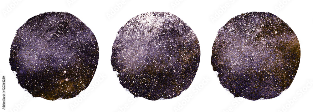 Romantic night sky background isolated on white background. Watercolor set Romantic night sky background isolated on white background. Watercolor set