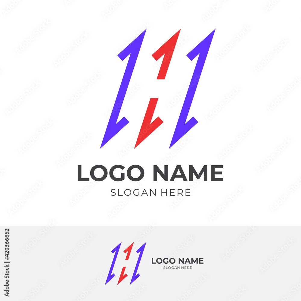 letter M logo template with flat blue and red color style letter M logo template with flat blue and red color style