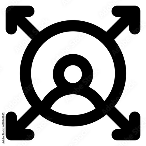 
Avatar surrounded by arrows, concept of decision making icon

