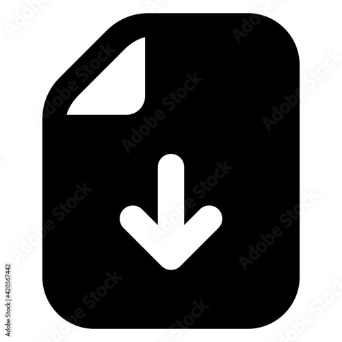 
Arrow on folded paper denoting concept of file download icon

