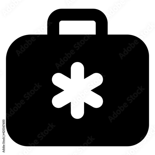 
Medical sign on briefcase symbolizing first aid kit icon

