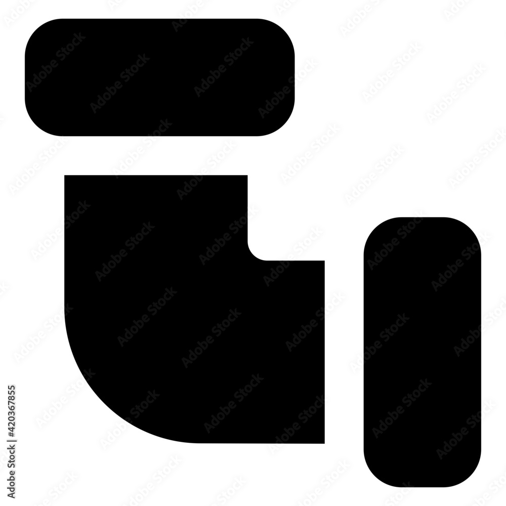 Icon of L pipe, filled design of elbow connection
Icon of L pipe, filled design of elbow connection