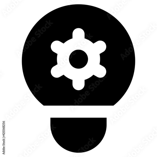 
Gear inside light bulb, glyph design of idea generation icon

