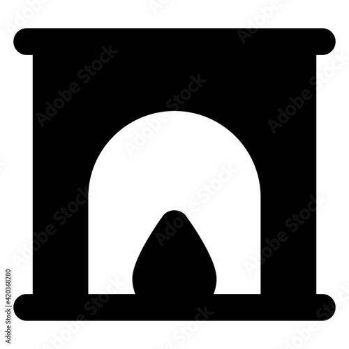 
Fireplace in solid icon, trendy vector 

