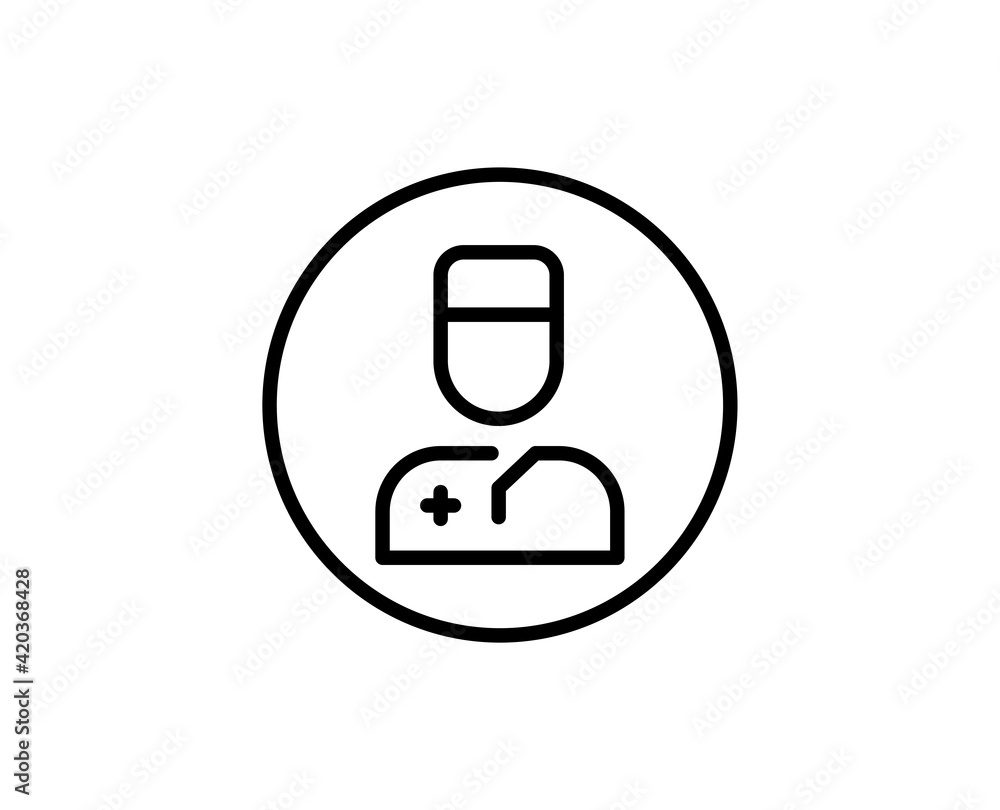 Line Doctor icon isolated on white background. Outline symbol for website design, mobile application, ui. Doctor pictogram. Vector illustration, ediDoctor stroke. Eps10 Line Doctor icon isolated on white background. Outline symbol for website design, mobile application, ui. Doctor pictogram. Vector illustration, ediDoctor stroke. Eps10