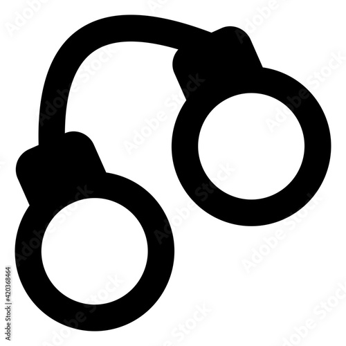 
Handcuffs icon, a pair of lockable linked metal rings

