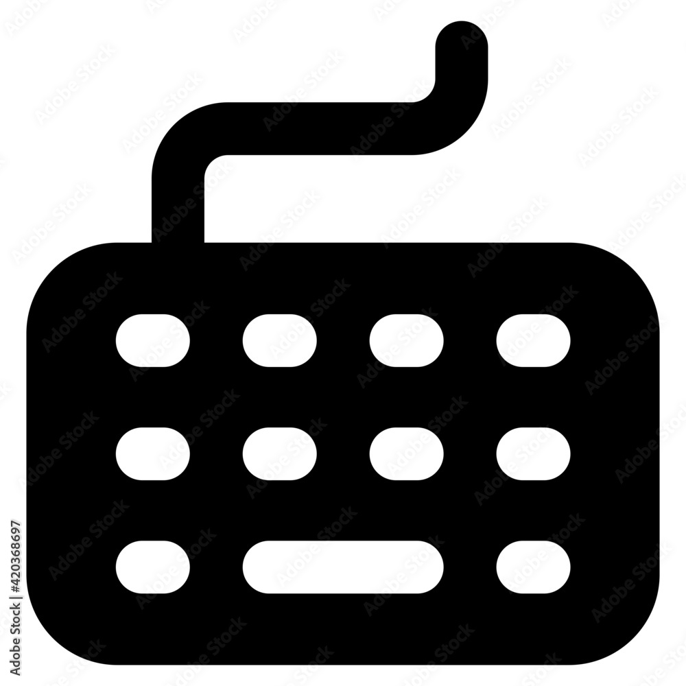 Computer hardware component, solid icon of keyboard
Computer hardware component, solid icon of keyboard