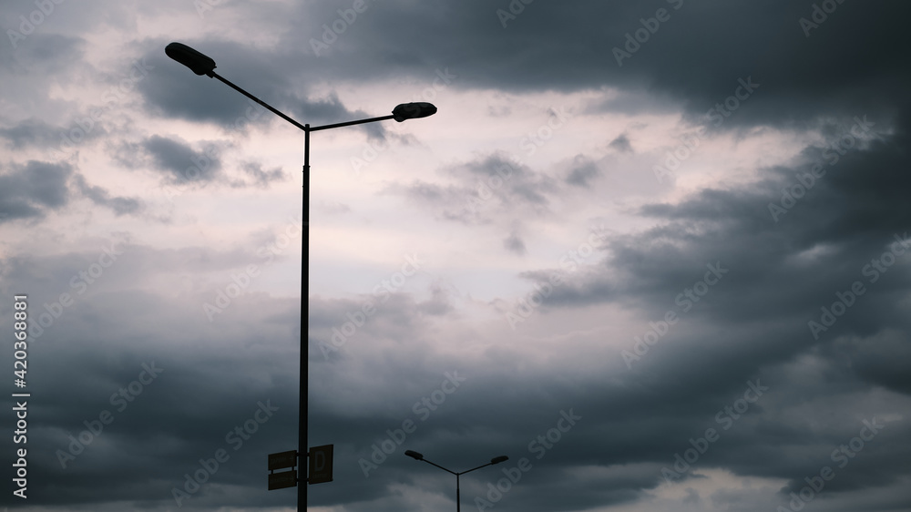 Lantern on the background of the cloudy sky Lantern on the background of the cloudy sky