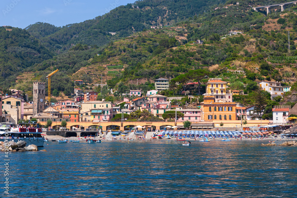 Sea view of the Monterosso coast.Liguria, Italy