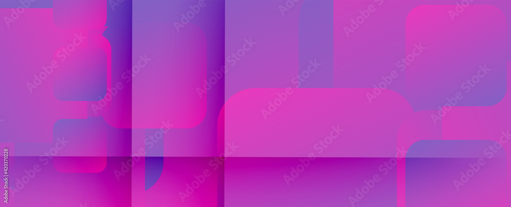 Fototapeta premium Square shapes composition geometric abstract background. 3D shadow effects and fluid gradients. Modern overlapping forms