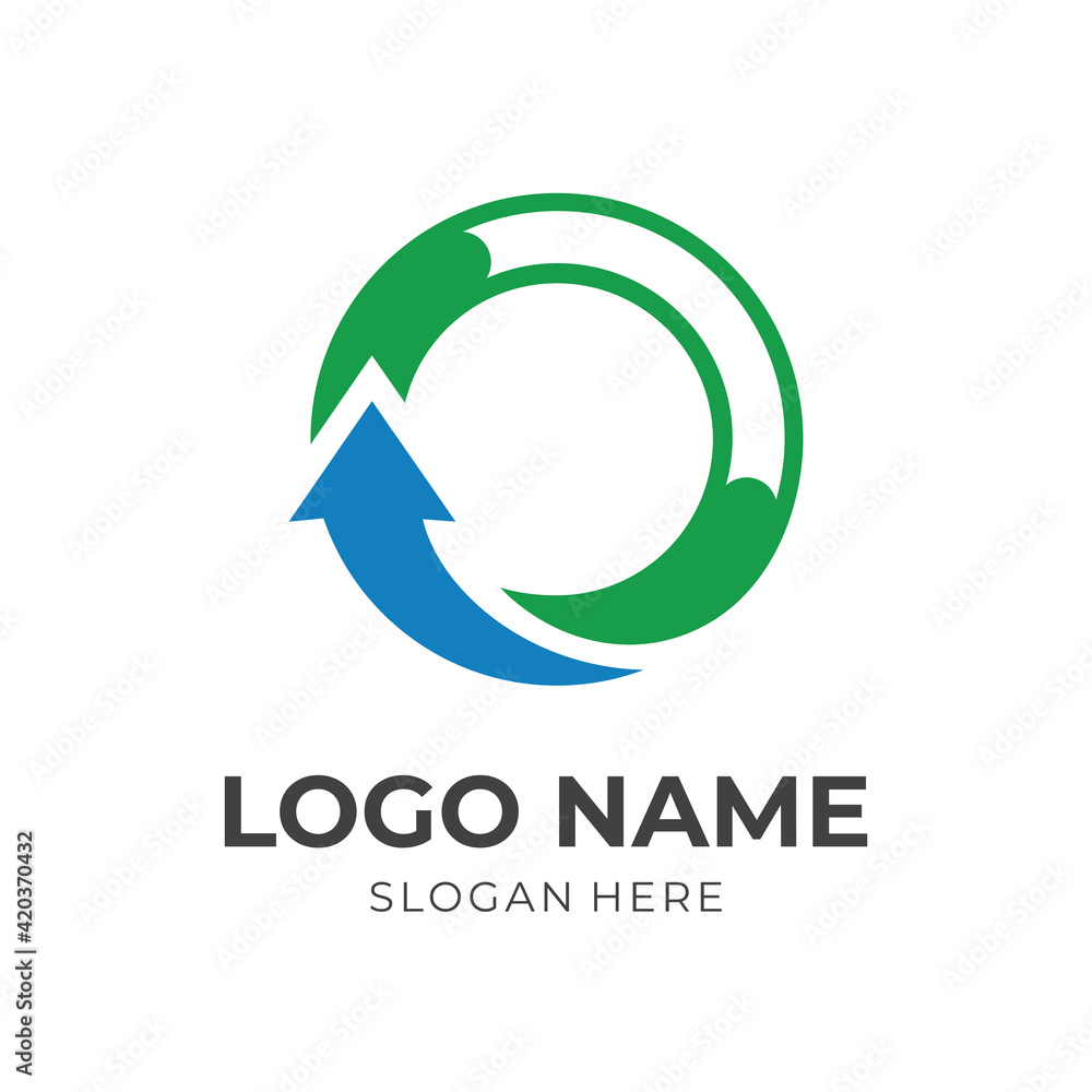 abstract arrow logo template with flat blue and green color style abstract arrow logo template with flat blue and green color style