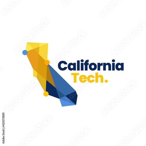 california technology tech geometric polygonal map logo vector icon illustration