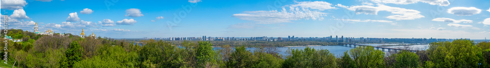 Panorama of Kiev with the Kiev-Pechersk Lavra and the Dnieper River..