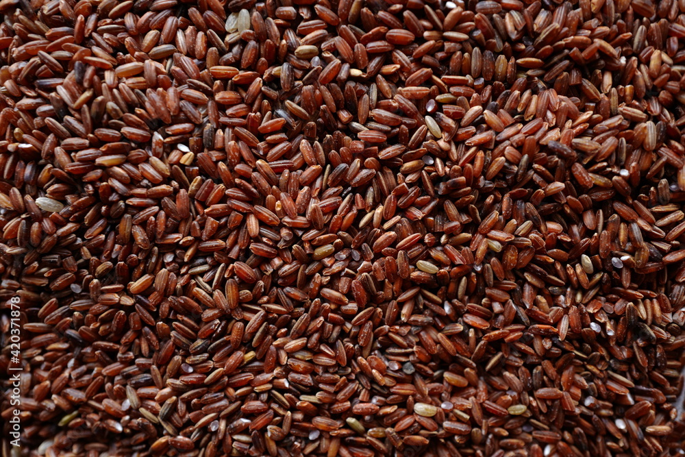 Red rice close up