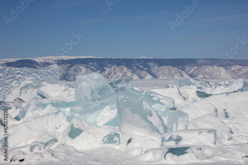 Time lapse of Ice hummocks. Lake Baikal. Siberia.