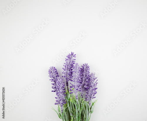 Fototapeta Naklejka Na Ścianę i Meble -  artificial lavender flowers on white background