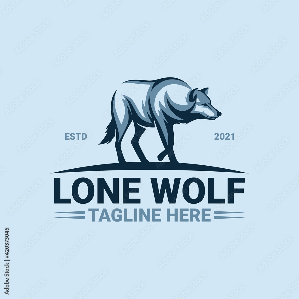 Lone wolf logo template premium vector