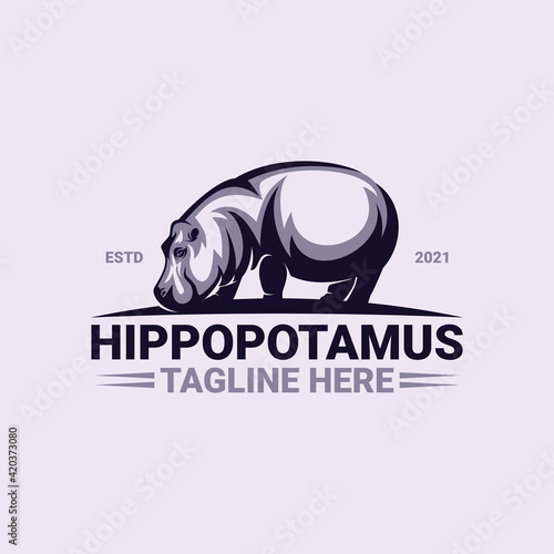 Hippopotamus logo template premium vector