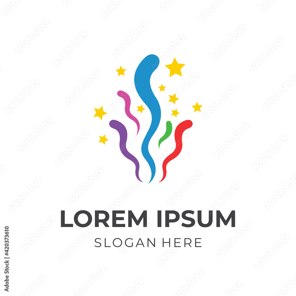 Obraz premium abstract firework logo vector with flat colorful style