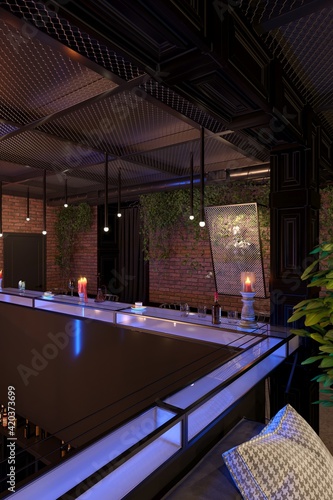 Fototapeta Naklejka Na Ścianę i Meble -  restaurant, interior visualization, 3D illustration