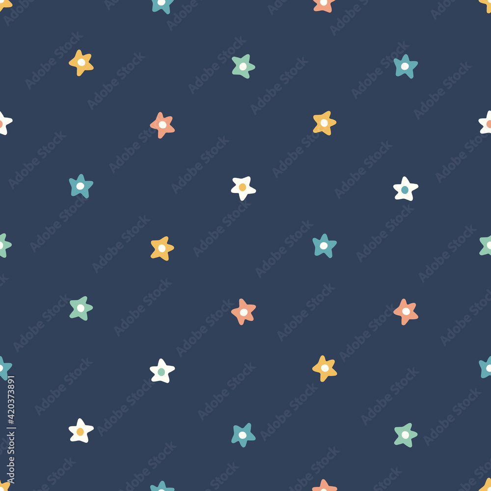 Star pattern background, cute vector seamless repeat of small hand drawn stars in a multi directional design. Star pattern background, cute vector seamless repeat of small hand drawn stars in a multi directional design.