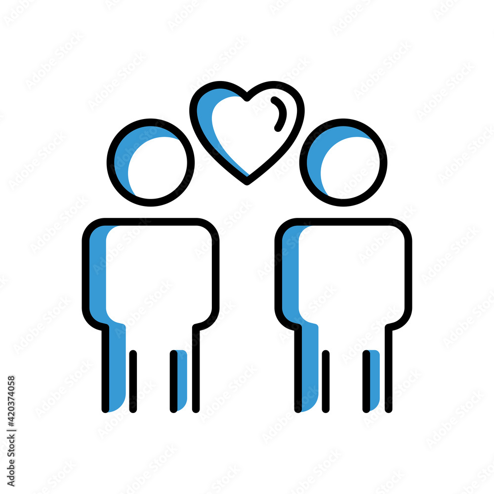 People icon with heart. friendship. Two Tone line colored Design. the icon can be used for application icon, web icon, infographic, Editable stroke. Design template vector People icon with heart. friendship. Two Tone line colored Design. the icon can be used for application icon, web icon, infographic, Editable stroke. Design template vector