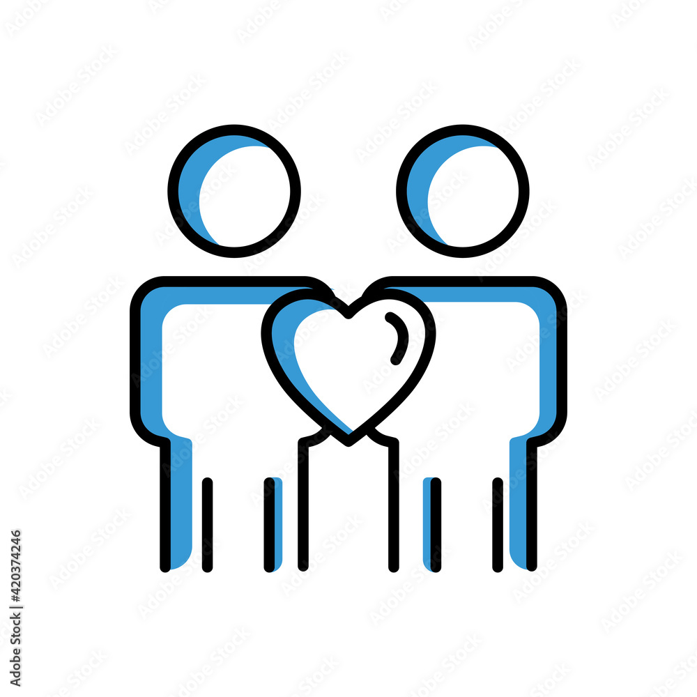 People icon with heart. Two Tone line colored Design. the icon can be used for application icon, web icon, infographic, Editable stroke. Design template vector People icon with heart. Two Tone line colored Design. the icon can be used for application icon, web icon, infographic, Editable stroke. Design template vector