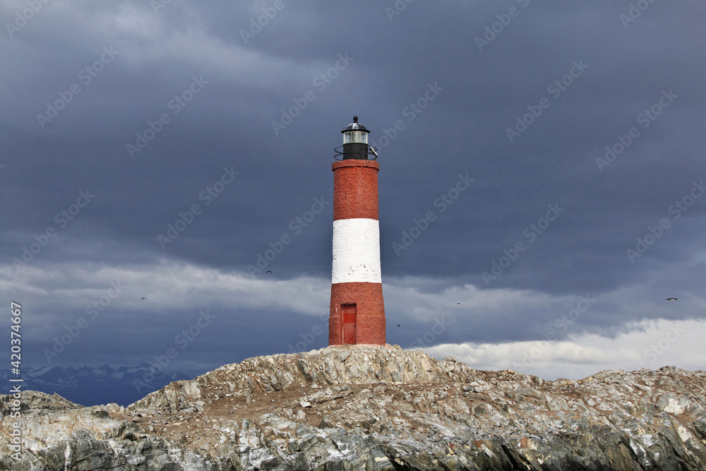 Faro Les Eclaireurs in Beagle channel close Ushuaia city, Tierra del Fuego, Argentina Faro Les Eclaireurs in Beagle channel close Ushuaia city, Tierra del Fuego, Argentina