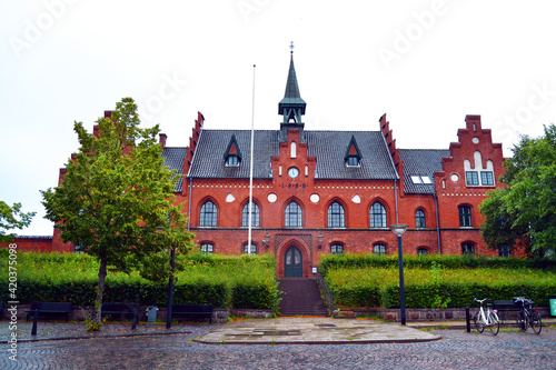 City Hall on central square in Hillerod, Denmark. 