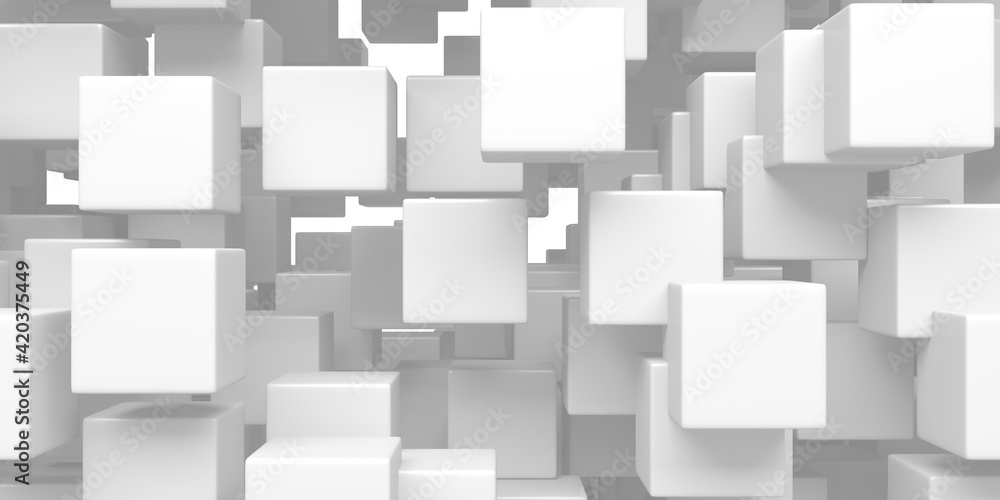White cubes structure. Abstract futuristic background. White cubes structure. Abstract futuristic background.