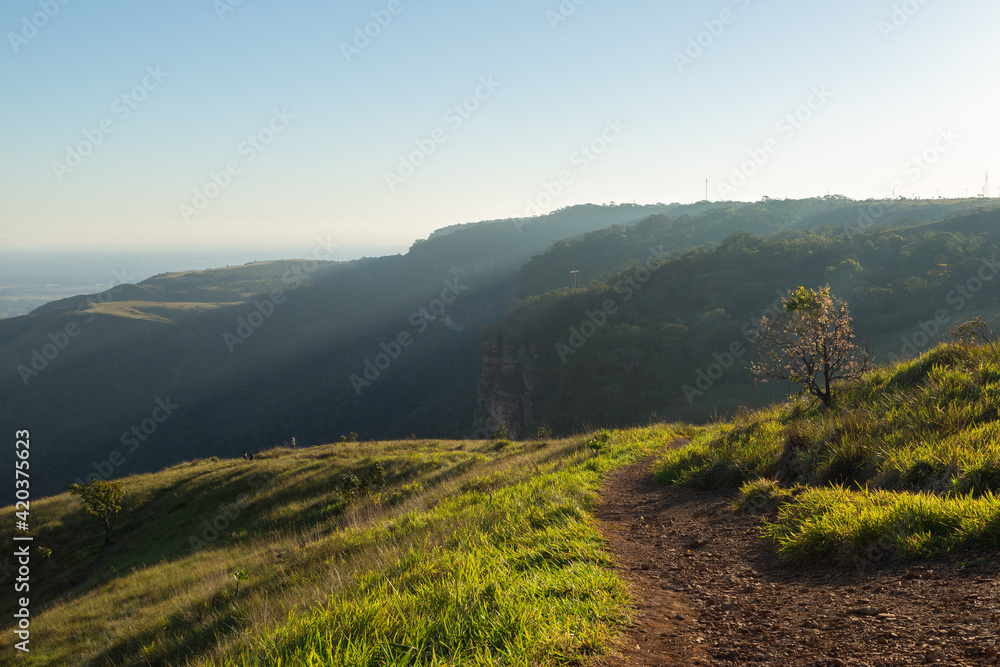 The beautiful landscape close to Chapada dos Guimaraes just before sunset in Mato Grosso, Brazil