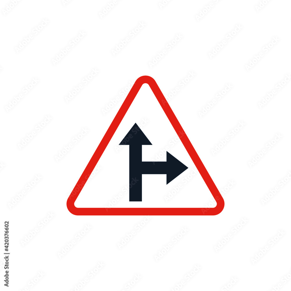 Lanes merging right sign icon, isolated on white background Lanes merging right sign icon, isolated on white background