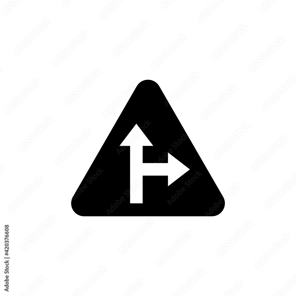 Lanes merging right sign icon, isolated on white background Lanes merging right sign icon, isolated on white background